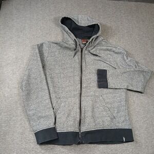 Tony Hawk Full Zip Hoodie Mens Medium Grey Marl Black Trim Fleece Sweatshirt
